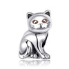 S925 Sterling Silver Animal Series Cute Cat Loose Beads DIY Bracelet Beaded