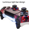 For PS4 Wireless Bluetooth Game Controller With Light Strip Dual Vibration Game Handle(Green Eye Skull)