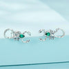 SCE1555 Sterling Silver S925 Green Zircon Scorpion Insect Stud Earrings