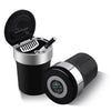 Car Compass Ashtray Built-in LED(Black+Silver)