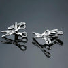 Men Shirts Enamel Lacquered Cufflinks, Color: Silver Scissors