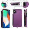 For iPhone XS Max Double Flap Zipper RFID Leather Phone Case with Short Lanyard(Dark Purple)