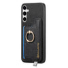 For Samsung Galaxy S25 5G Retro Cross Leather Ring Horizontal Insert Card Bag MagSafe Phone Case(Black)