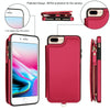 For iPhone 8 Plus / 7 Plus Double Flap Zipper RFID Leather Phone Case with Short Lanyard(Red)