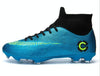 Outdoor High-top Non-slip Soccer Cleats Training Sneakers for Men, Size:45(2039 Blue Long Nail)