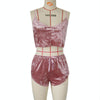 Ladies Sexy Velvet Crop Tops Pants Set Underwear Pajamas, Size: XL(Red)