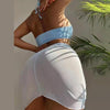 3 in 1 Set Sexy Backless Bikini Ladies Split Swimsuit with Short Skirt, Size:XL(Blue)