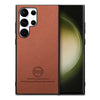 For Samsung Galaxy S22 Ultra 5G Twill Fabric Leather Skin Back Phone Case(Brown)