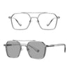 Double-beam Polarized Variable Color Eyeglasses Non-degree Flat Glasses, Lens: Change Grey(Gray Silver Frame)