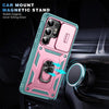 For Samsung Galaxy S25 Ultra 5G Sliding Camshield TPU Hybrid PC Phone Case with Holder(Green+Pink)