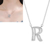Women Fashion S925 Sterling Silver English Alphabet Pendant Necklace, Style:R