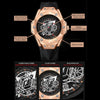BINBOND B2266 Men Luminous Calendar Outdoor Waterproof Watches, Color: Black Leather-Rose Gold