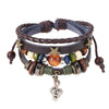 Simple Multi-Layer Beaded Leather Bracelet Personalized Musical Note Charm Bracelet(Brown)