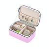 HN-001 PU Portable Ring Earring Necklace Jewelry Storage Box(Pink)