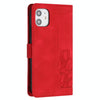 For iPhone 11 Tulips Embossed Leather Phone Case with Lanyard(Red)