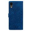 For iPhone XR Lace Floral Embossed Magnetic Buckle Leather Phone Case(Blue)