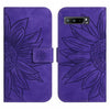 For Asus ROG Phone 3 ZS661KS Skin Feel Sun Flower Pattern Flip Leather Phone Case with Lanyard(Dark Purple)