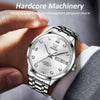 OLEVS 9946 Men Diamond Roman Scale Waterproof Quartz Watch(White + Silver)