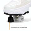 DF08 Dual-Purpose Walking Shoes Four-Wheel Shrinkable Brake Roller Skates, Size:43(White)