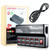 W-838 60W 10 Ports USB Fast Charging Dock Desktop Smart Charger AC100-240V, US Plug (Black)