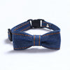 Dark Blue Denim Bow Tie Pet Collar, Adjustable, S (16-32cm) - Cats & Dogs