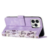 For iPhone 13 Pro Max Floral Pattern Leather Phone Case with Lanyard(Light Purple)