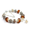 Ladies Crown Colorful Crystal Beaded Bracelet Handmade Glass Bead Bracelet Length: 20cm(DZ35)