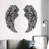 1pair 45cm Double Sided Black Engraved Metal Angel Wings Wall Hanging Decoration Without Lights