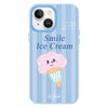 For iPhone 15 Skin Feeling Jelly TPU Hybrid PC Phone Case(Smiling Ice Cream Blue)