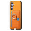 For Samsung Galaxy S23 Ultra 5G Retro Cross Leather Ring Side Insert Card Bag MagSafe Phone Case(Yellow)