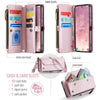 For Samsung Galaxy S25+ 5G CaseMe C36 Card Slots Zipper Wallet RFID Anti-theft Leather Phone Case(Pink)