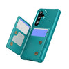 For Samsung Galaxy S24 5G Horizontal Flip Card Bag Holder Leather Phone Case(Cyan Green)