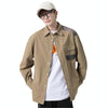 Youth Casual Retro Workwear Long Sleeve Shirt, Size: XXL(Khaki)