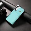 For Samsung Galaxy S21+ 5G Three Fold Card Bag Phone Case with Long Lanyard(Mint)