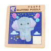 2 PCS Cartoon Animal Double-Sided Klotski Puzzle Children Wooden Toy Early Education Jigsaw Puzzle(Elephant)