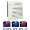 Square Temperature Sensor 3-Color (Blue / Pink / Red) LED Showerhead(Silver)