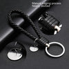 Woven Leather Cord Keychain Car Pendant Leather Key Ring Baotou With Small Round Piece(Light Purple)