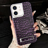 For iPhone 12 Pebble Pattern PU MagSafe Phone Case with Holder(Purple)