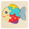 5 PCS Children Wooden Three-Dimensional Puzzle Early Education Cartoon Animal Geometric Educational Toys(Fish)