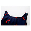 Summer Girls Cherry Pattern Sleeveless Dress, Kid Size:120cm(Navy Blue)