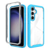 For Samsung Galaxy S24 FE 5G Starry Sky Solid Color Shockproof TPU Clear PC Phone Case(Sky Blue)