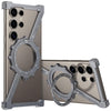 For Samsung Galaxy S23 Ultra 5G Z-shaped Frameless Metal 360 Holder MagSafe Phone Case(Space Grey)