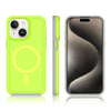 For iPhone 14 Shockproof MagSafe Armor PC Hybrid TPU Phone Case(Fluorescent Green+Gray)