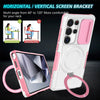For Samsung Galaxy S25 Ultra 5G Sliding Camshield MagSafe Holder TPU Hybrid PC Phone Case(Pink White)