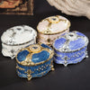 Metal Oval Diamond Jewelry Storage Box Birthday Wedding Gift, Size: 11x7.5x7cm(Gold Edge Royal Blue)