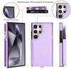 For Samsung Galaxy S24 Ultra 5G Double Flap Zipper RFID Leather Phone Case with Short Lanyard(Light Purple)