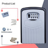 Large Grey Metal Key Safe Box - Wall Mounted with Combination Lock