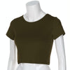 Round Neck Exposed Navel Shirt Body Short Sleeve T-shirt, Size: M(Army Green)