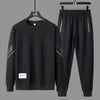 FLQS188 Spring and Autumn Round Collar Pullover Sweatshirt Set Men Casual Sports Clothes, Size: M(Black)