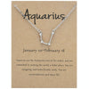 12 Zodiac Signs With Diamonds Necklace Card Rhinestones Collarbone Chain Pendant, Style: Aquarius Silver